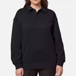 NEW Mondetta Womens S Black Velour Pullover Top  Long Sleeve V-Neck